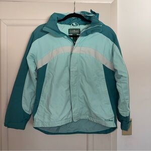 Vintage L.L. Bean Teal & Light Aqua Hooded Jacket SZ 14-16